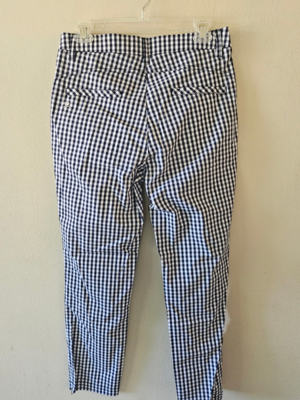 (NWT)Daily Sports navy and white check print ankle pants - Picture 3 of 8
